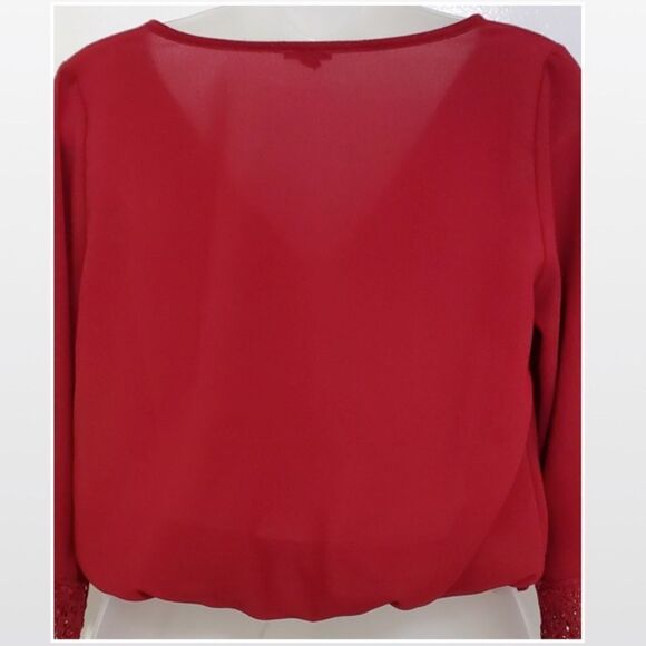 Y2K Charlotte Russe Small Red Chiffon Crop Trend Top - Picture 12 of 16